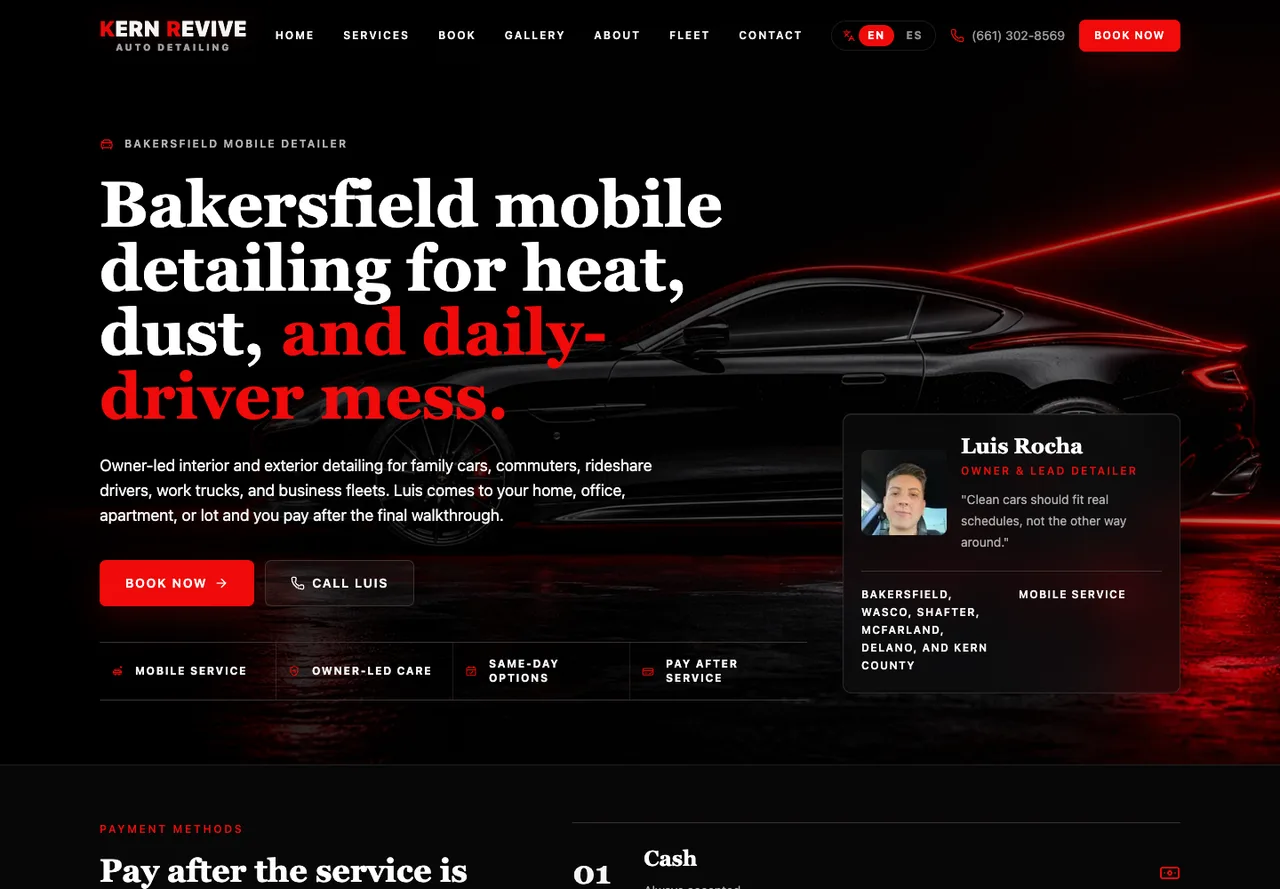Kern Revive Detailing website preview